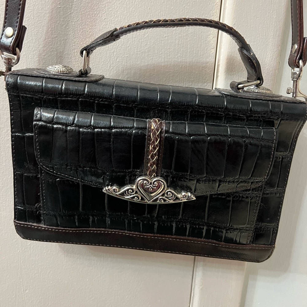 ⭐️Chic Black Crocodile-Embossed Satchel